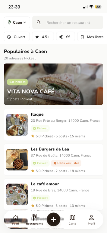 Sélection des restaurants populaires à Caen dans Pickeat